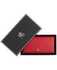 Lauren Ralph Crosshatch Leather Slim Snapped-Closure Wallet