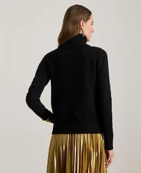 Lauren Ralph Women's Logo Detail Turtle Neck Sweater