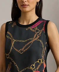 Lauren Ralph Women's Belting-Print Sleeveless Sweater Top