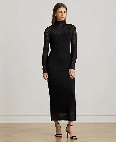 Lauren Ralph Women's Pointelle-Knit Turtleneck Sweater Dress