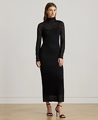 Lauren Ralph Women's Pointelle-Knit Turtleneck Sweater Dress