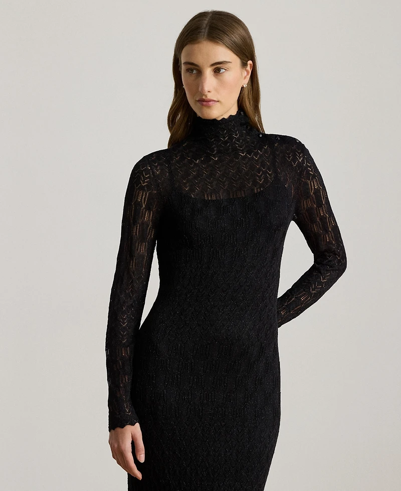 Lauren Ralph Women's Pointelle-Knit Turtleneck Sweater Dress