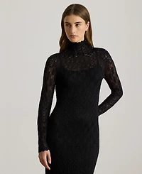 Lauren Ralph Women's Pointelle-Knit Turtleneck Sweater Dress