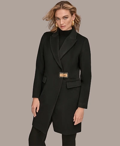 Donna Karan New York Women's Buttoned Notch Collared Coat