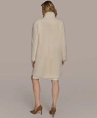 Donna Karan New York Women's Zip Front High Collared Coat