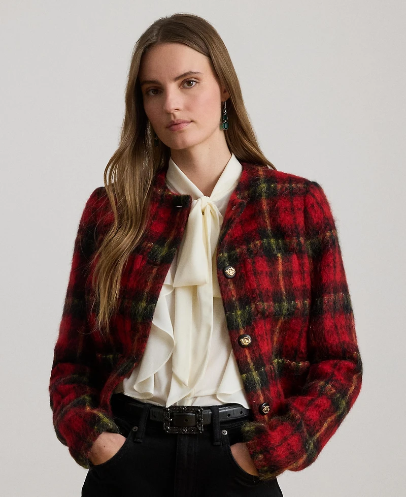 Lauren Ralph Women's Plaid Long Sleeve Jacket
