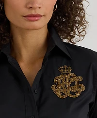Lauren Ralph Women's Logo Detail Point Collar Shirt