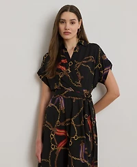 Lauren Ralph Women's Belted Crepe Dress