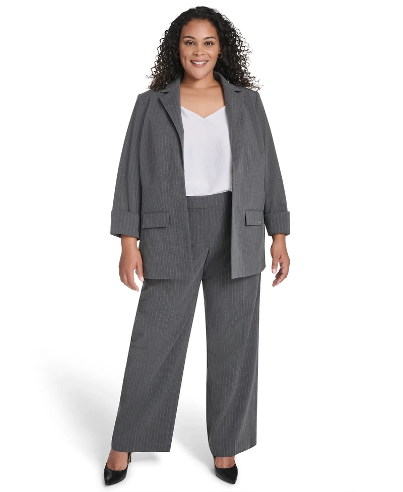 Calvin Klein Plus Pinstripe Long Sleeve Blazer