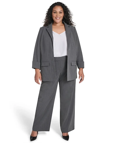 Calvin Klein Plus Pinstripe Long Sleeve Blazer