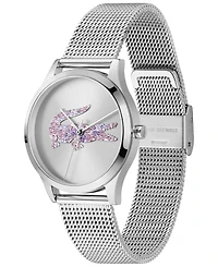 Lacoste Women's Crocodelle Silver Tone Stainless Steel Mesh Bracelet Watch, 36mm