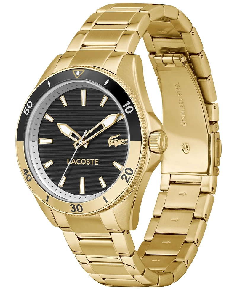 Lacoste Men's Mainsail Gold Tone Stainless Steel Bracelet Watch, 43mm