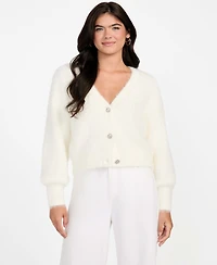 Guess Women's Keyla Rhinestone-Button Cardigan Sweater