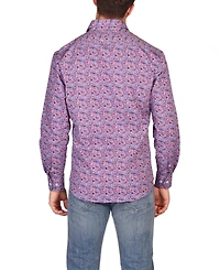 Tailorbyrd Men's Crimson Floral Long Sleeve Shirt