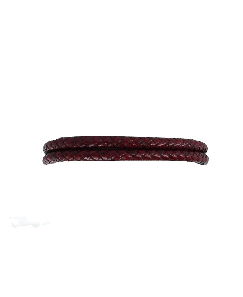 Trafalgar Loose Fit Caleb's Crimson Braided Leather Secure Clasp Bracelet