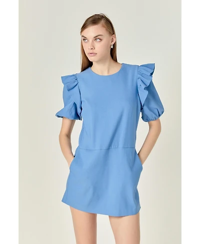 English Factory Women's Puff sleeve with Stretched Romper