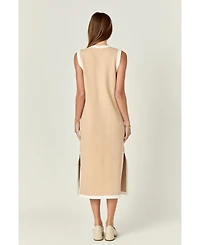 English Factory Women's Knit Midi Dress With Ribbon Tie