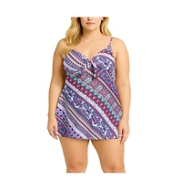 Swimsuits for All Women's Tie Front Underwire Swimdress