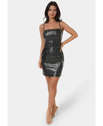 Bebe Women's Faux Leather Stud Mini Dress