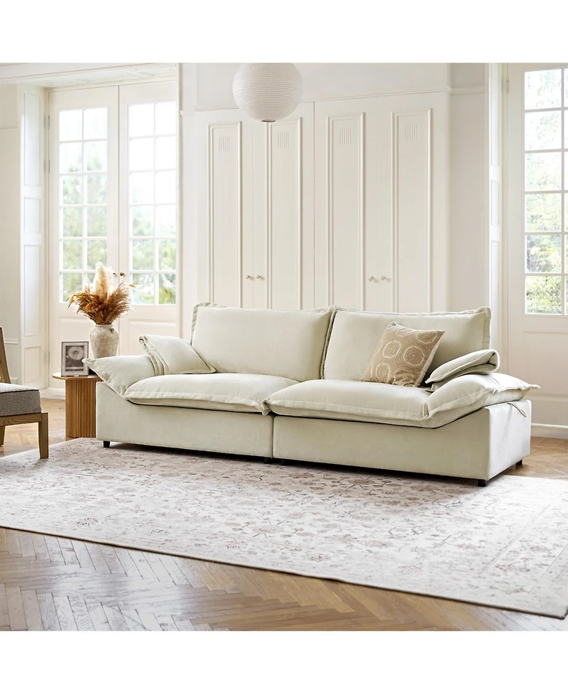 Shelbi 102"Wide Sofa-light Grey 102" Oversized Cloud Modern Storage Sofa With Lotus-Leaf Edge