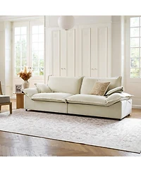 Shelbi 102"Wide Sofa-light Grey 102" Oversized Cloud Modern Storage Sofa With Lotus-Leaf Edge