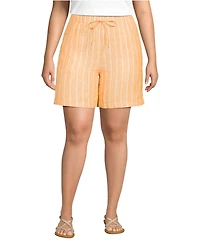 Lands' End Women's Plus Linen High Rise Pull On 7" Shorts