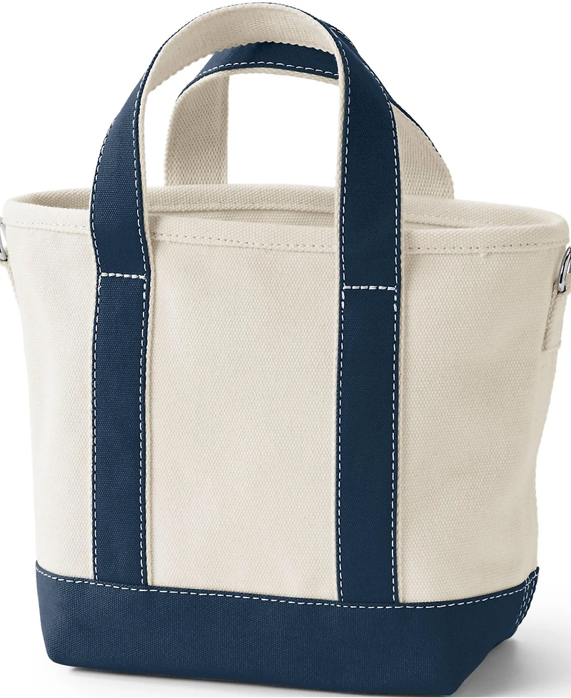 Lands' End Small 3 Pocket Open Top Canvas Tote Bag