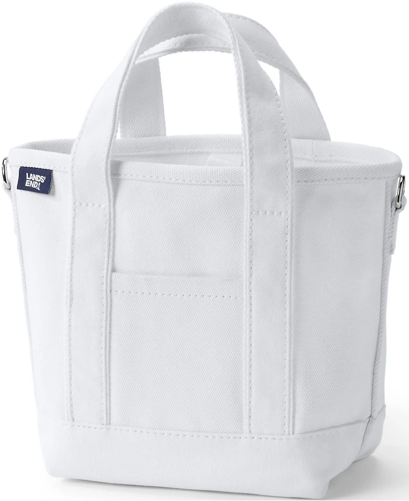 Lands' End Small Solid Color 3 Pocket Open Top Canvas Tote Bag