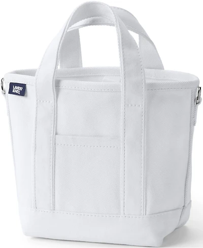 Lands' End Small Solid Color 3 Pocket Open Top Canvas Tote Bag