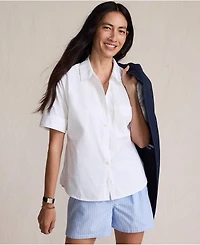 Lands' End Women's Cooling Elbow Sleeve Button Front Shirt