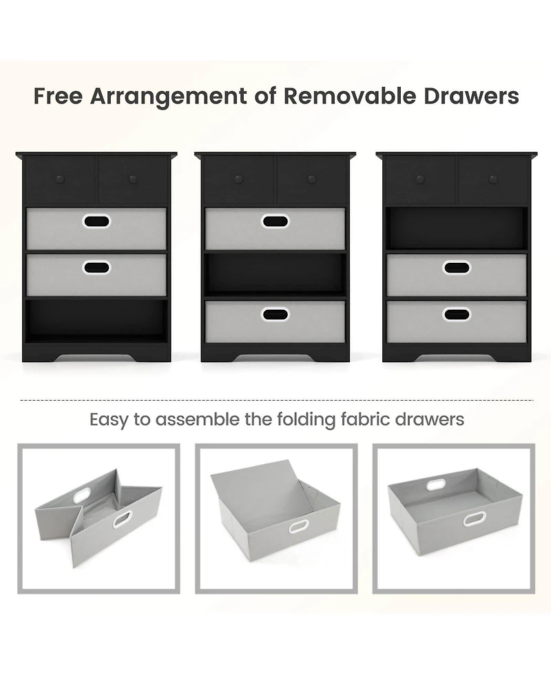 Costway 4-Drawer Dresser Modern Chest Storage Organizer with Open Shelves Anti-Tip Kits