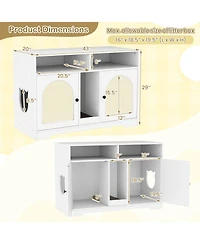 43" Hidden Cat Washroom Furniture with Storage Double Rooms Scratching Board