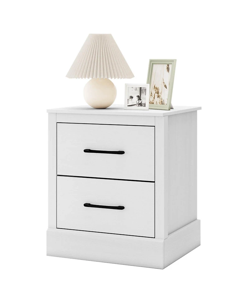 18.5" Farmhouse Nightstand with 2 Drawers Compact Size End Table for Living Room