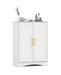 Costway Floor Storage Cabinet Modern Storage Organizer with Adjustable Shelves &2 Doors