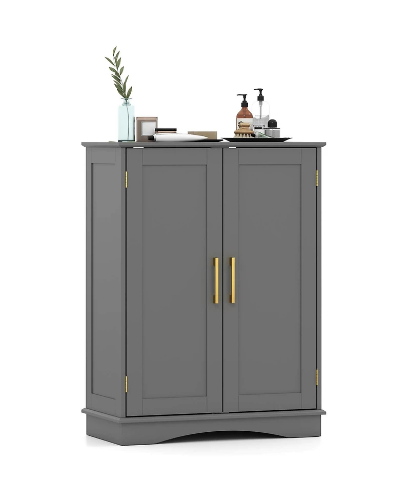 Costway Floor Storage Cabinet Modern Organizer with Adjustable Shelves &2 Doors