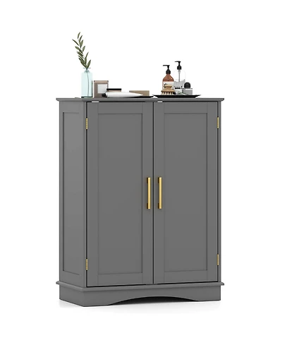 Costway Floor Storage Cabinet Modern Organizer with Adjustable Shelves &2 Doors