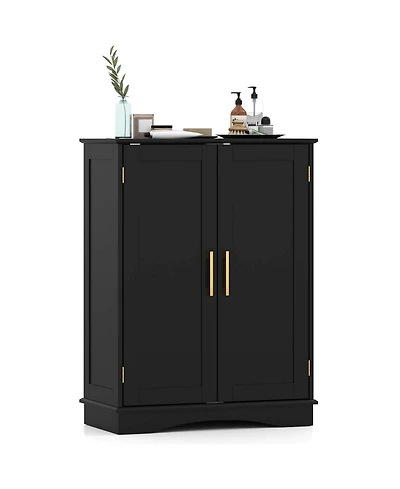 Costway Floor Storage Cabinet Modern Organizer with Adjustable Shelves &2 Doors
