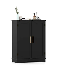 Costway Floor Storage Cabinet Modern Organizer with Adjustable Shelves &2 Doors