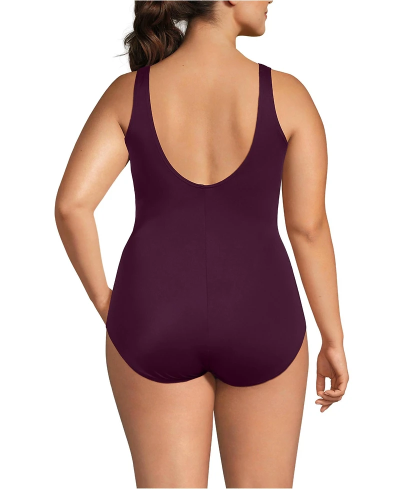 Lands' End Women's Ddd-Cup Tugless Low Leg One Piece Swimsuit