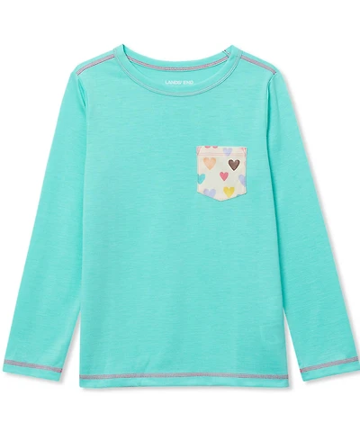 Lands' End Big Girls Soft Jersey Pocket Sleep Top