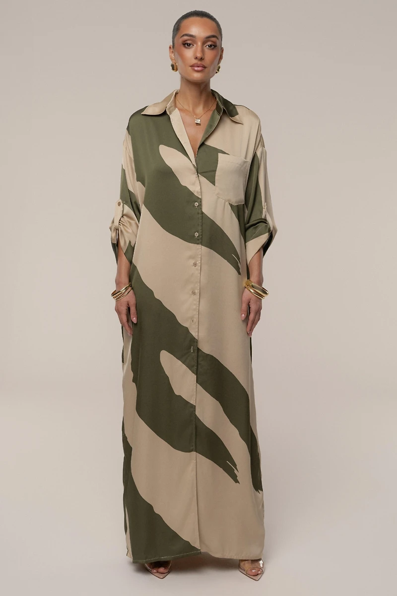 Jluxlabel Women's Satin Safari Maxi Dress