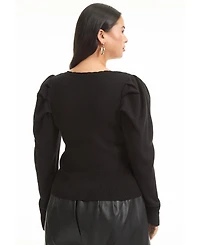 June + Vie Women's June + Vie Mutton Sleeve Sweater