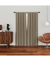 Sun Zero Parsons Herringbone Magnetic Closure 100% Blackout Rod Pocket Curtain Panel Pair