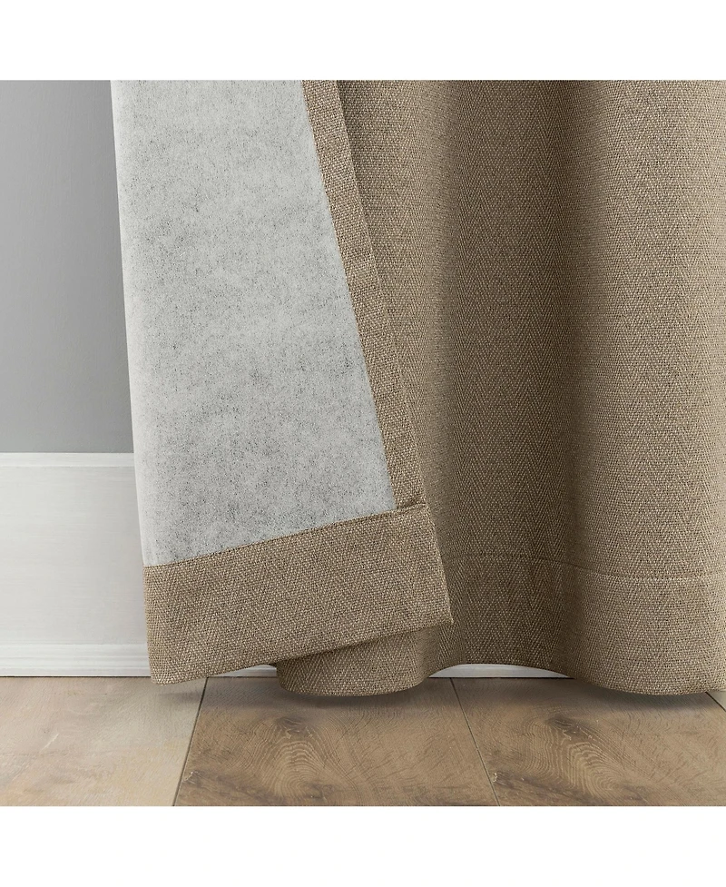 Sun Zero Parsons Herringbone Magnetic Closure 100% Blackout Rod Pocket Curtain Panel Pair