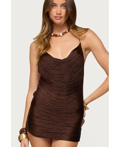 Edikted Womens Soyana Fringed Backless Mini Dress