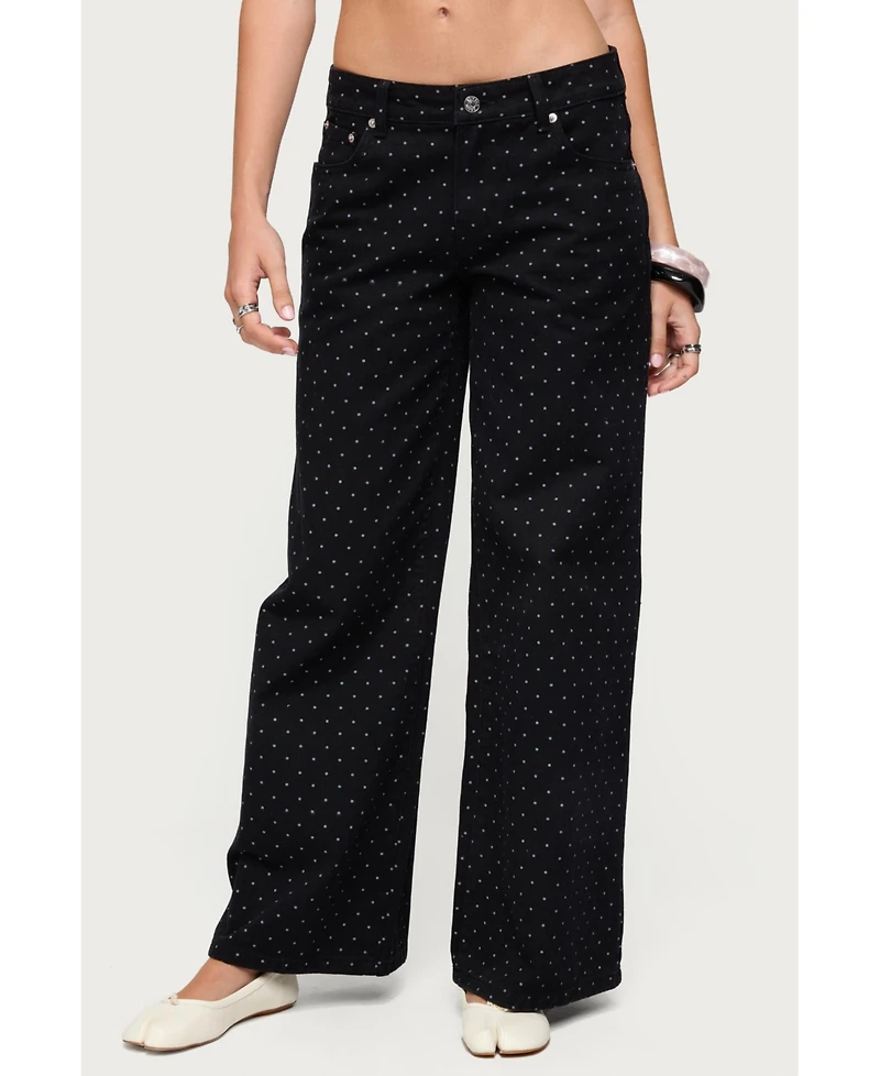 Edikted Women's Misha Polka Dot Baggy Low Jeans