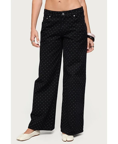 Edikted Women's Misha Polka Dot Baggy Low Jeans