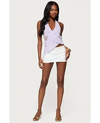 Edikted Womens Arian Starfish Asymmetric Halter Top