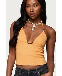 Edikted Women's Atlas Scrunch Bead Halter Top