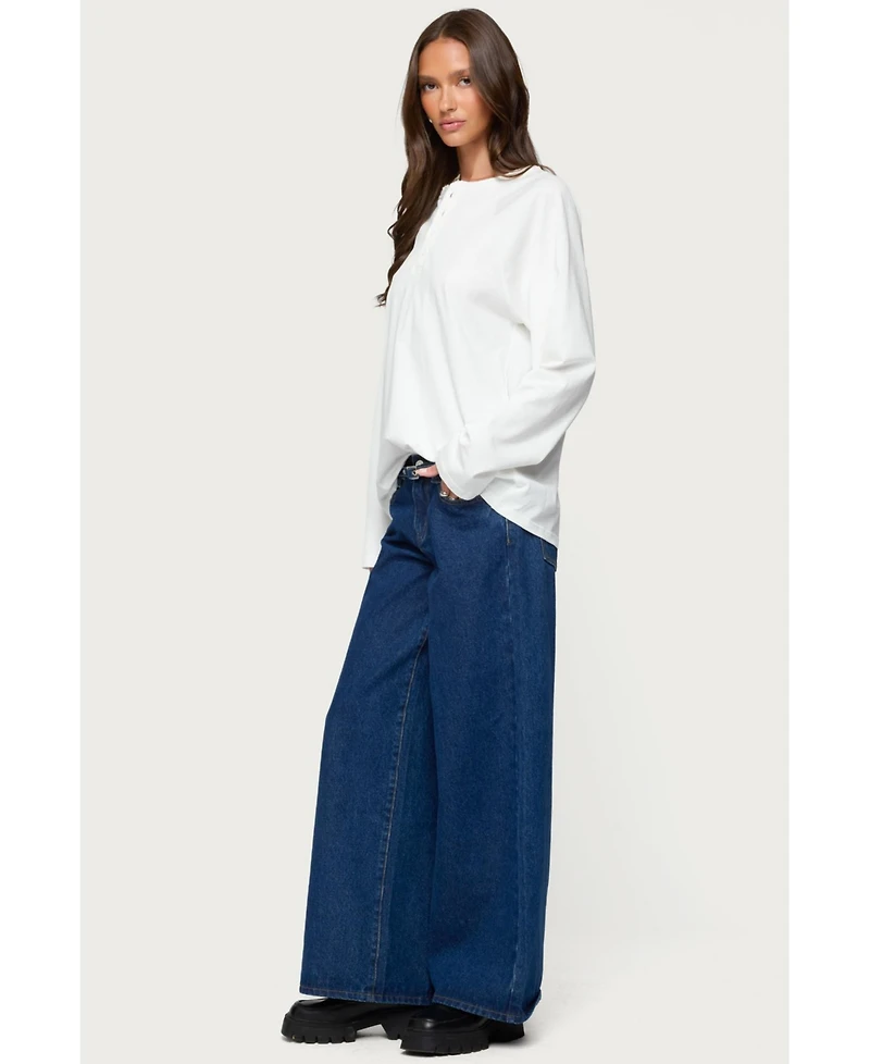 Edikted Women's Cyrus Henley Oversized Top